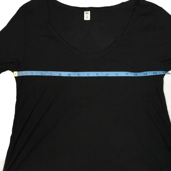 BP Tee Raw Edge V-Neck Short Sleeve Black Top Casual Women's XS‎ - Picture 3 of 6